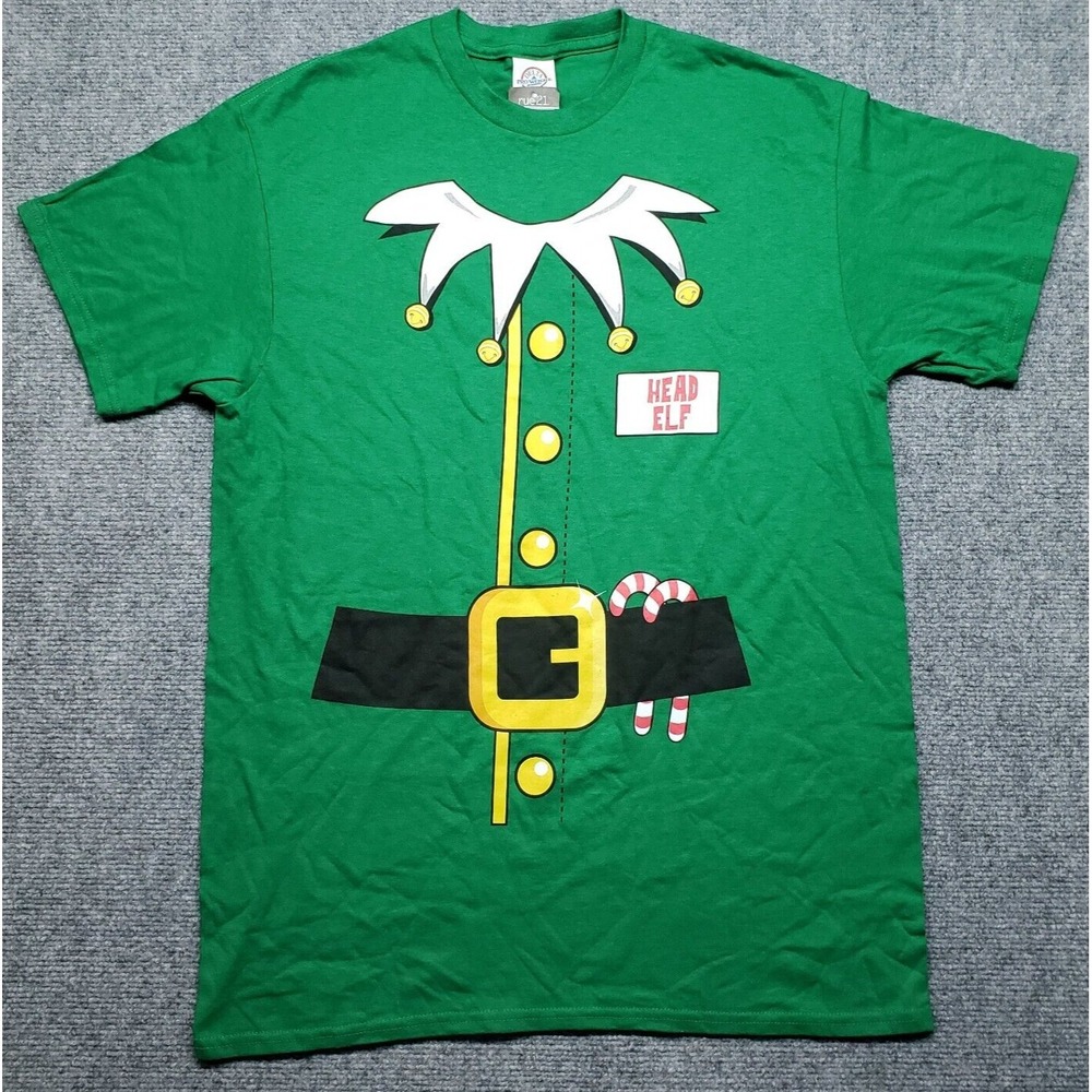 Rue21 T-Shirt Mens M Green Head Elf Graphic Cotton Crew Neck Short Sleeve New